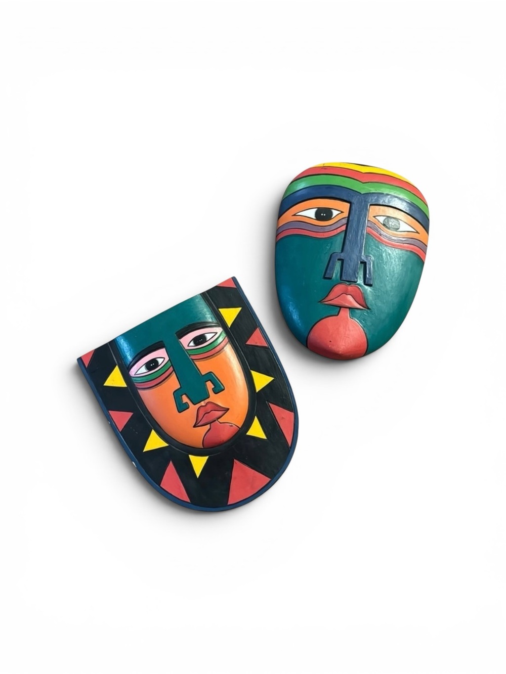 Vintage 1980s Laurel Burch Ceremonial Wooden Rainbow Tribal Mask